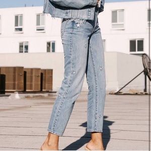 Charlie star embroidery high rise pistola jeans
